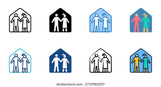 Household icons set multiple style collection. Editable stroke 
