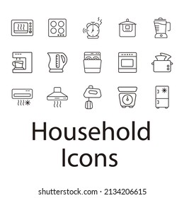 Household icons set . Household pack symbol vector elements for infographic web