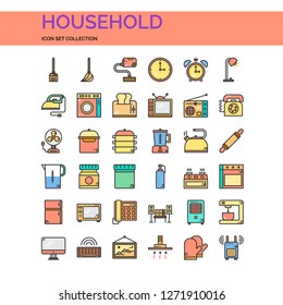 Household Icons Set. UI Pixel Perfect Well-crafted Vector Thin Line Icons. The illustrations are a vector.