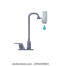 Household in-line water filter faucet connection system. Filter cartridge for tap, fast compact home and office purification technology making clean liquid accessible for drinking vector illustration