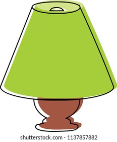 Household, interior object icons, set isolated on white background. Contour illustration, colored lamp with green shade