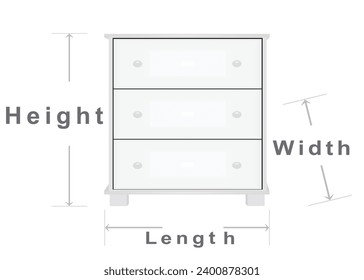 Icono de dimensiones de elementos domésticos. vector 