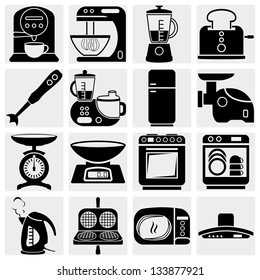 Household kitchen aplliance vector icons