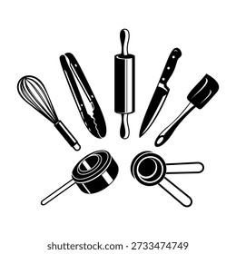 household kitchen tools illustration design art