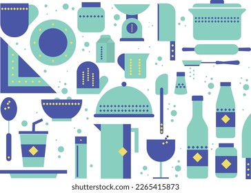 Household Kitchenware set icons collections 