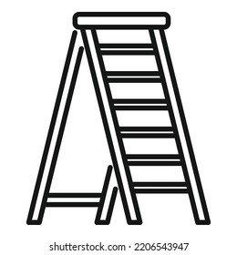 Household ladder icon outline vector. Step construction. Stair metal