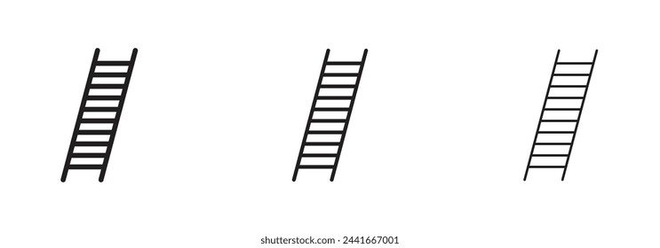Household Ladder and Step Icons. Home Improvement and Utility Symbols.