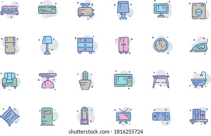 Household Line Color Icon Pack - All elements on this template are editable with vector software