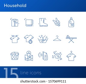 Household line icon set. Housework, clothing, textile. Laundry concept. Can be used for topics like laundromat, housekeeping, service
