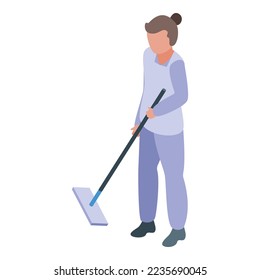 Household mop clean icon isometric vector. Staff character. Cleaning service