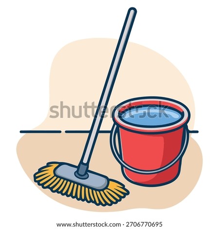 Household mop cleanliness symbol vector graphic