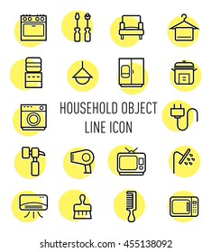 household object line icon isolated on white background