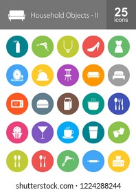 Household Objects Filled Circle Icons