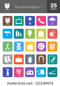 Household Objects Filled Round Corner Icons