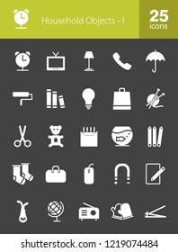 Household Objects Glyph Inverted Icons
