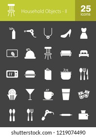 Household Objects Glyph Inverted Icons