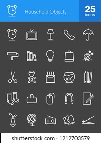 Household Objects Line Inverted Icons