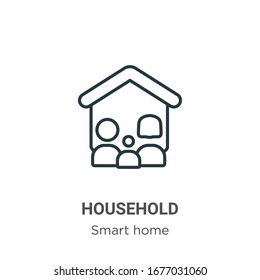 Household outline vector icon. Thin line black household icon, flat vector simple element illustration from editable smart home concept isolated stroke on white background