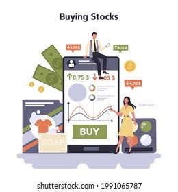 Household and personal products industry online service or platform. Washing supplies and self care production. Buying stocks. Flat vector illustration