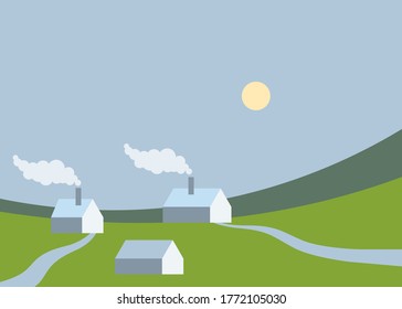 Household pollution.Ecology and ecological problems,air pollution reasons and causes,problems. Environmental problem,, ecology industrial harm. Vector flat illustration