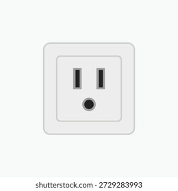 Household power socket outlet flat vector illustration on white background