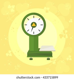 Household scales on a beige background. Objects isolated on background. Flat and cartoon vector illustration.