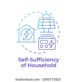 Household self sufficiency blue gradient concept icon. Solar panels, green energy. Electricity, power. Round shape line illustration. Abstract idea. Graphic design. Easy to use in infographic