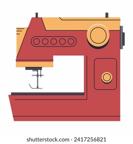 Haushaltsnähmaschine, Vektorgrafik-Illustration einzeln auf weißem Hintergrund.