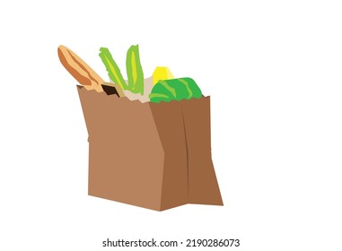 Household Supplies Inside The Brown Bag. Editable Clip Art.