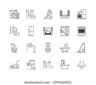 Household supplies line icons, signs, vector set, outline illustration concept 