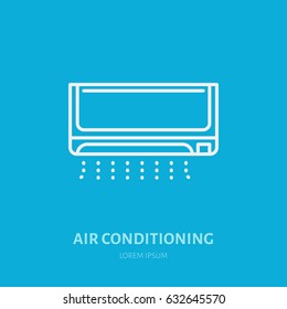 Household supply line logo. Flat sign of air conditioning, conditioner. Logotype for ventilation shop.