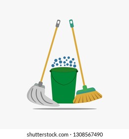 Household things for cleaning.Cleaning Service. Vector Illustration.