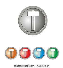 household tools hammer 3D web  button icon work equipment vector