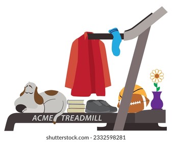 A household treadmill is being used for purposes other than exercising