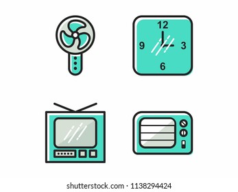 Household Utensils Icon Set Color
