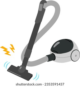 Household vacuum cleaner in operation