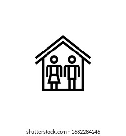 Household vector icon in linear, outline icon isolated on white background