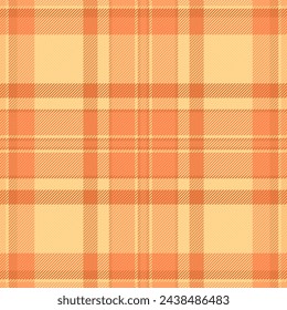 Household vector textile pattern, sketch background seamless texture. Present tartan check plaid fabric in amber and orange color.