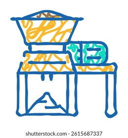 household waste shredder doodle icon sketch vector. household waste shredder sign. isolated symbol illustration