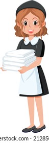 A housekeeper cartoon character on white background illustration