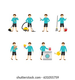 housekeeper character design vector