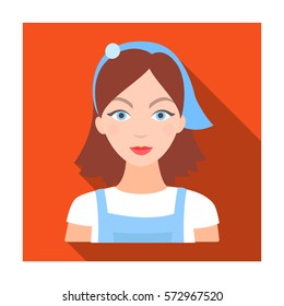 Housekeeper icon in flat style isolated on white background. Cleaning symbol stock vector illustration.