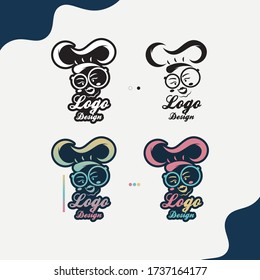 Housekeeper logo, Even home, Even the kitchen, Cook Logo, maid, Cook, Wear glasses