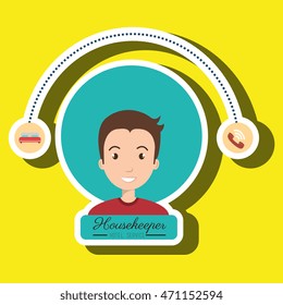 housekeeper man service icon vector illustration design