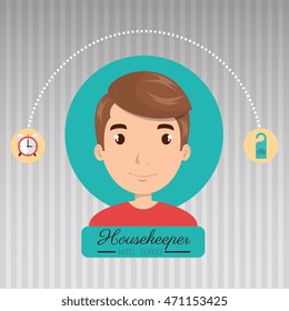 housekeeper man service icon vector illustration design