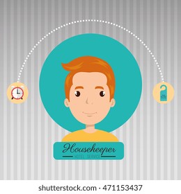 housekeeper man service icon vector illustration design