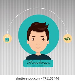 housekeeper man service icon vector illustration design