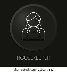 Icono mínimo de la línea vectorial del propietario en el botón 3D aislado en el fondo negro. Vector Premium.