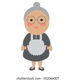 Housekeeper profession. Isolated vector cartoon character on white background.