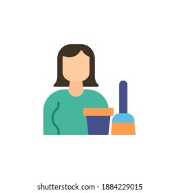 housekeeper vector icon illustration. character design. job icon. isolated on white background